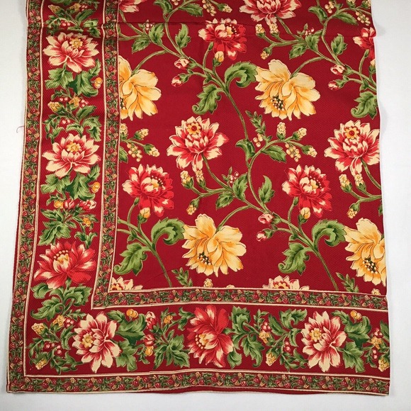 April Cornell Classic Florals Red Yellow Tablecloth 52x52 Square Bordered - Picture 4 of 7